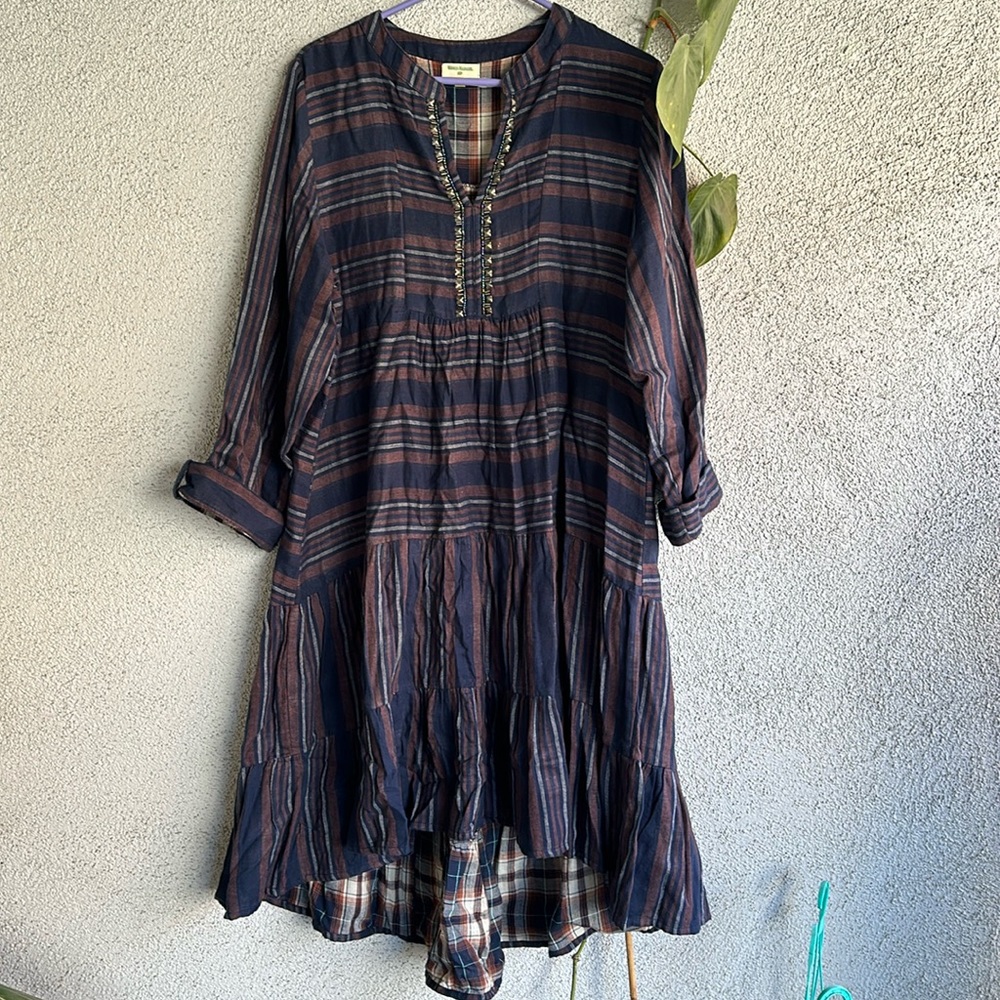 WORLD MARKET | Striped Bohemian Lagenlook High Low Dress XL